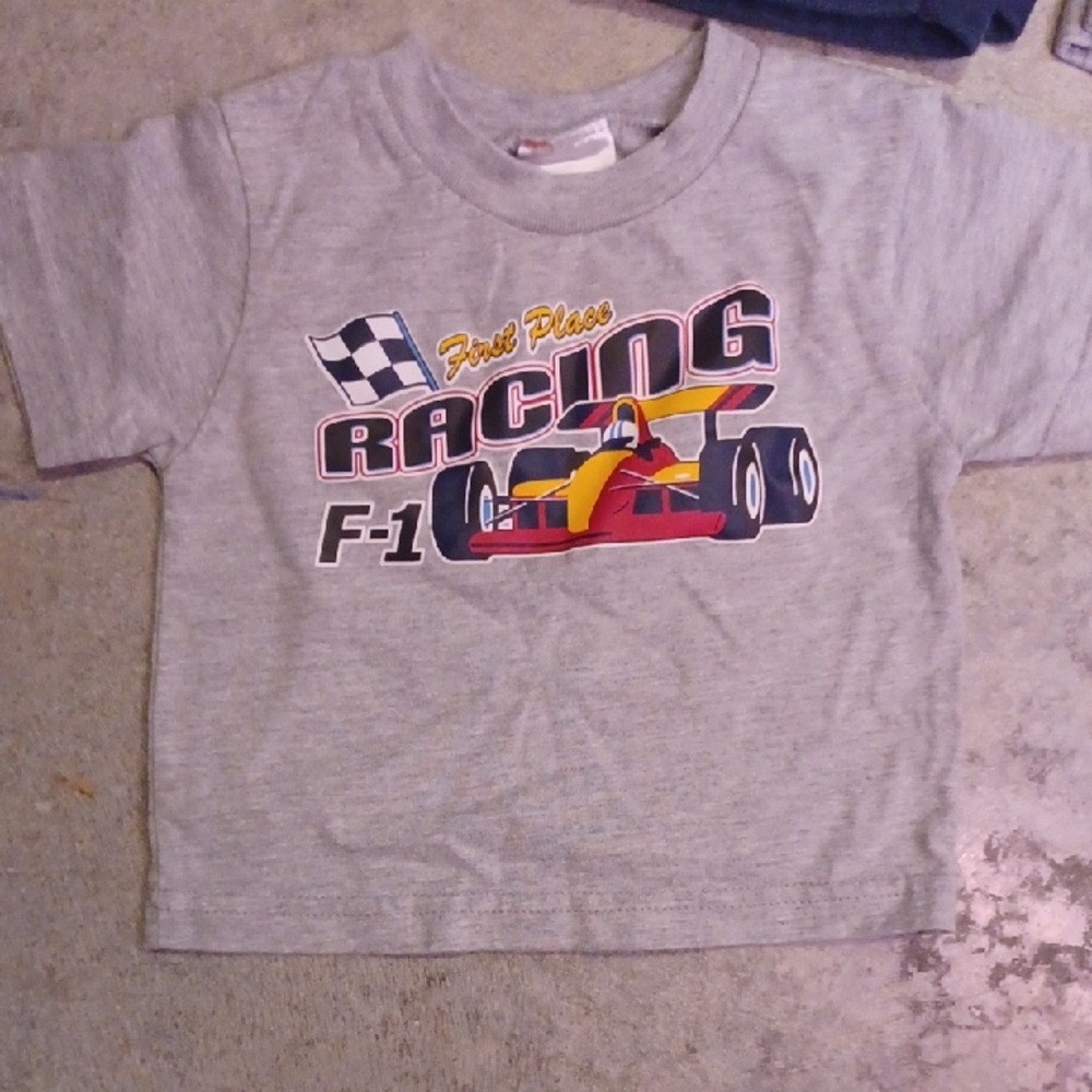 Gray Racing Car Kids T-Shirt